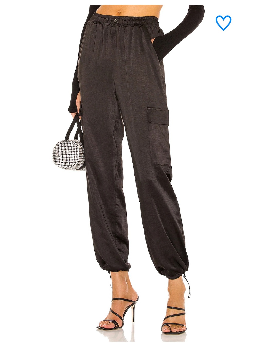 Superdown Rita Black Cargo Satin Jogger Pants